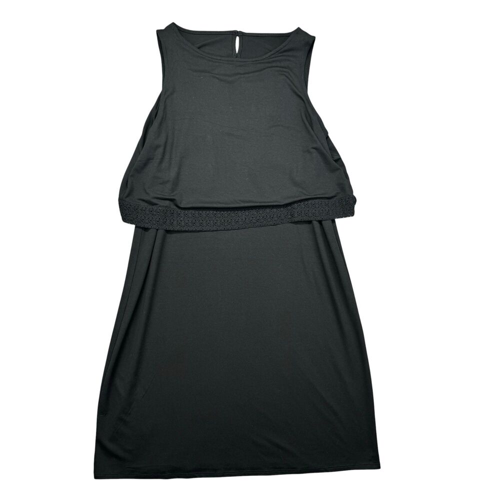 J. Jill Dress Women's Medium Black Sleeveless Stretch Layered Crochet Lace Trim